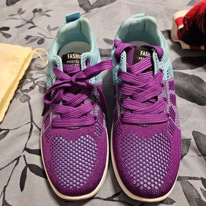 Vibrant Purple and Teal Women's Sneakers